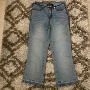 Size 5 Worn look hip hugger wide leg crop denim